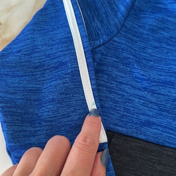 Adidas Kids Two-Tone Blue and Black Hoodie - Picture 5 of 5